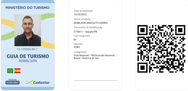 cópia do crachá oficial da Guia de Turismo Admilson 